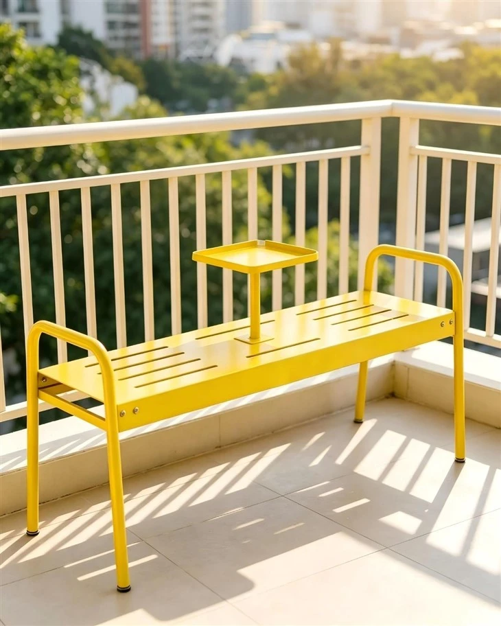 2 Seater Outdoor Metal Bench With Built-in Table high quality