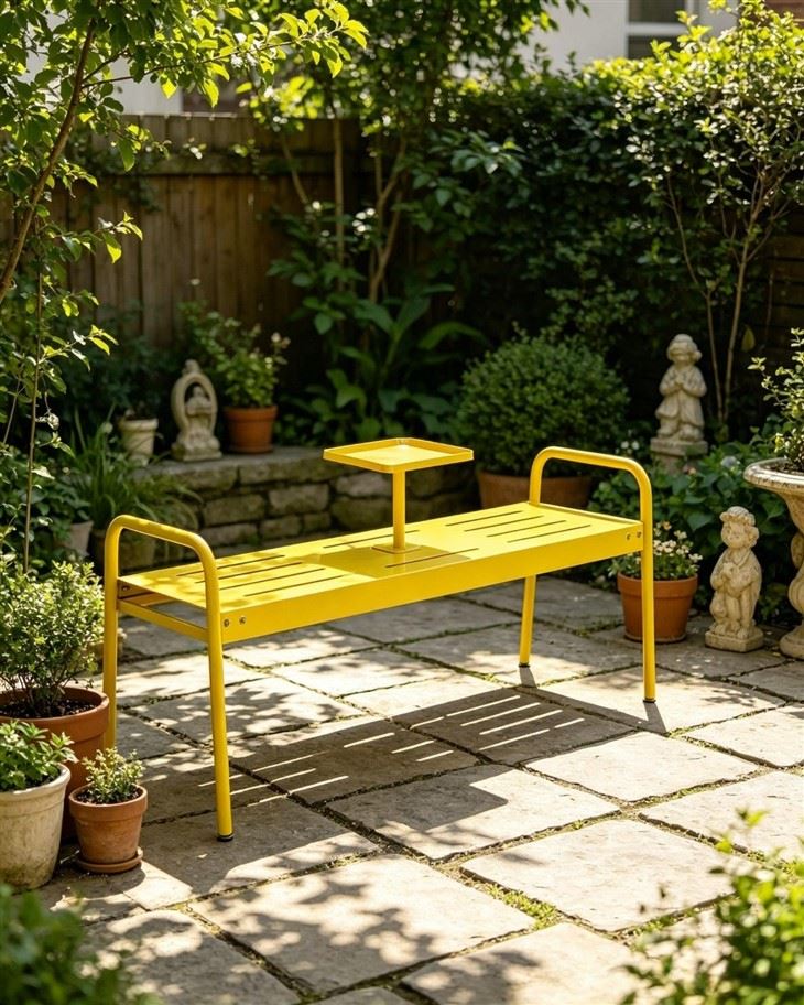 2 Seater Outdoor Metal Bench With Built-in Table price